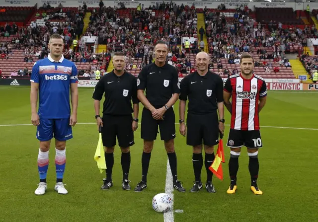 Captains and match officials at pre season friendly