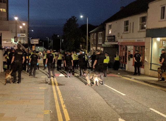 Police officers and dogs in Hoddesdon