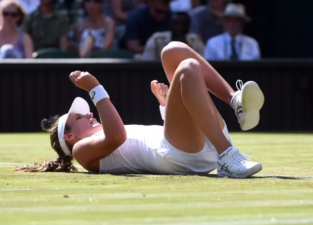 Johanna Konta takes a tumble