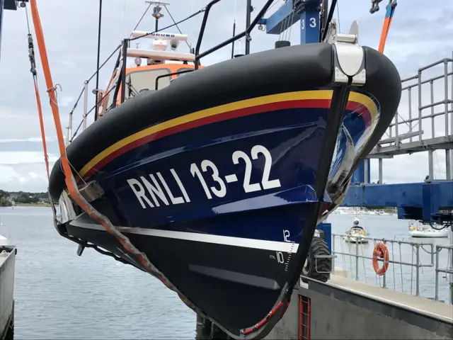 Boat being lowered in to the water