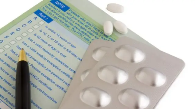 Stock photo of prescription form and tablets