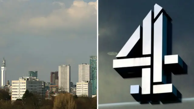 Birmingham skyline and Channel 4 logo