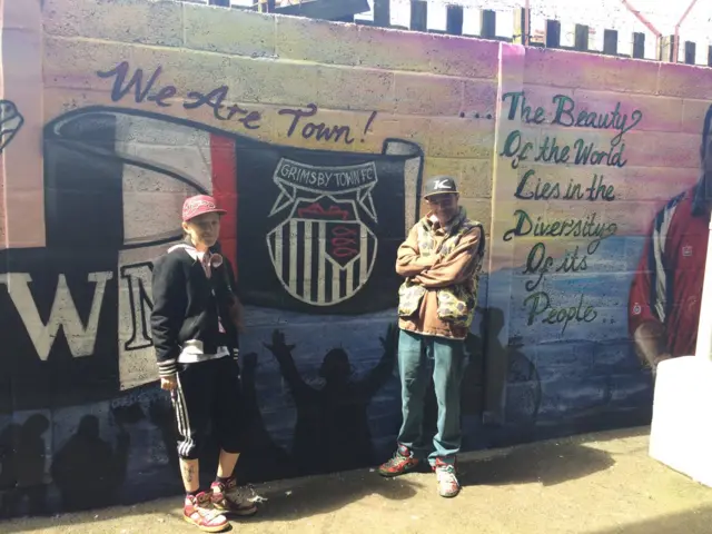 Linz and Tenz from Grimsby, two of the four artists who made the mural