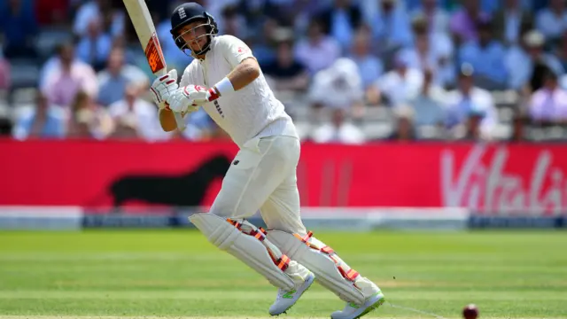 England's Joe Root scores a boundary