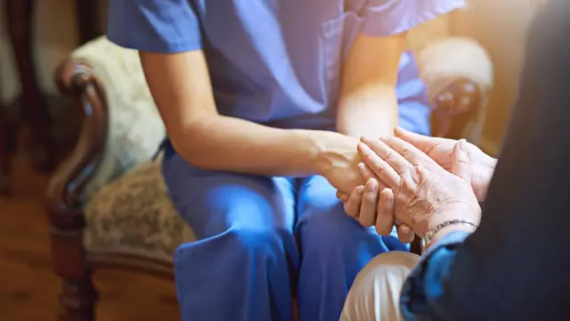 Elderly person getting care