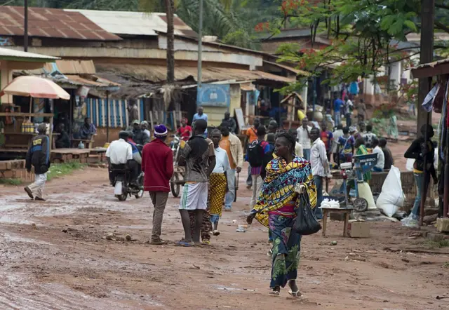 General view of a street in Bambari on April 16, 2014 in the center of the Central African Republic