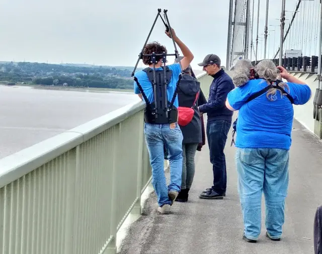 Filming on Humber Bridge