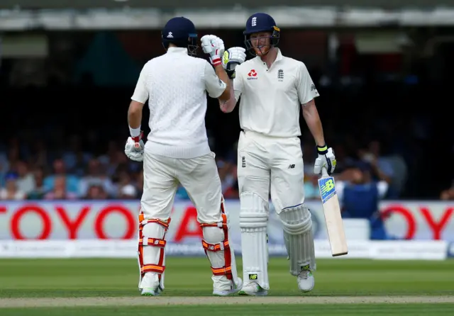 England's Ben Stokes thinks he's got to his fifty- only for the scoreboard to be wrong.