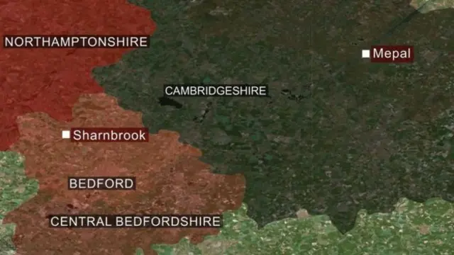 Bedfordshire and Cambridgeshire map