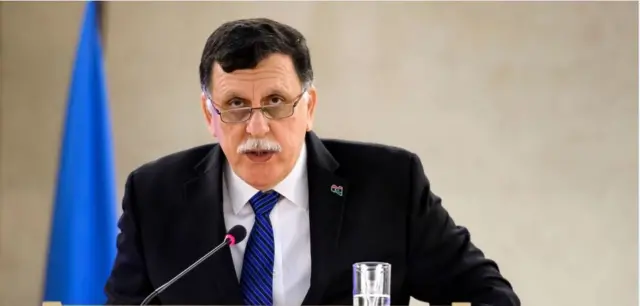 President of the Libyan Government of National Accord (GNA) Fayez Mustafa al-Sarraj delivers the opening speech of a meeting of the United Nations Human Rights Council on February 27, 2017 in Geneva, Switzerland