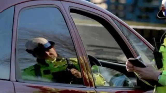 Police woman and car