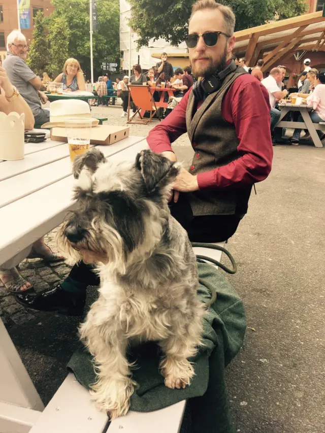 Dog on a bench