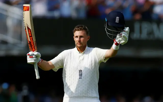 England's Joe Root celebrates his century