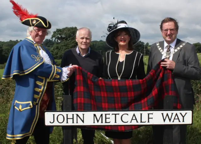 Knaresborough Town Crier with the Mayors of Knaresborough and Harrogate