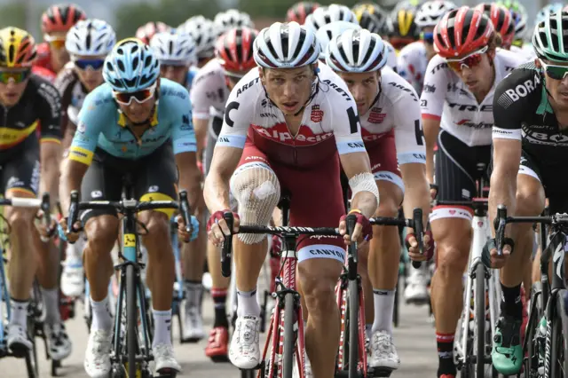 Tony Martin at the front of the peloton