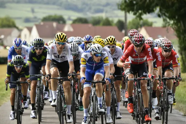 Julien Vermote leads the peloton