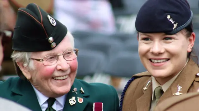 Two women at the Women's war event