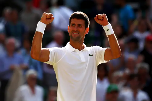 Novak Djokovic celebrates win