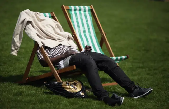 Someone relaxing on a deckchair