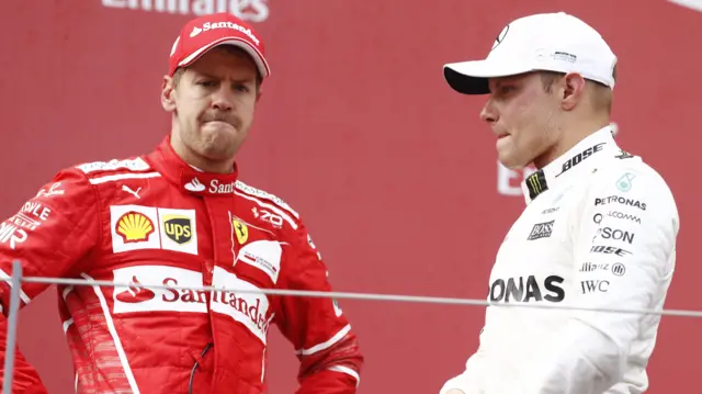 Sebastian Vettel and Valtteri Bottas on the podium