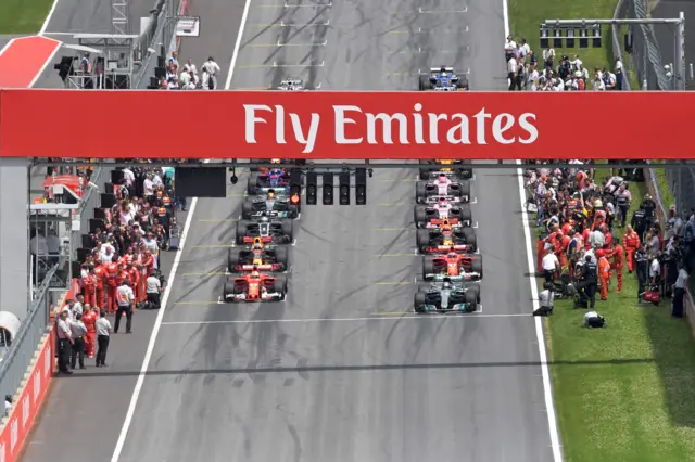 The grid at the start of the Austrian GP