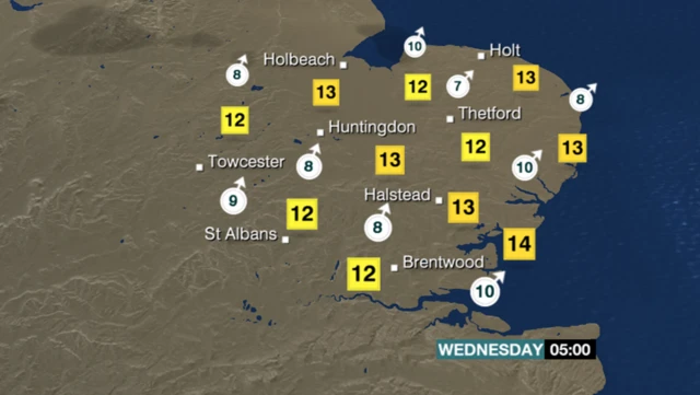 Weather graphic for Wednesday 05:00