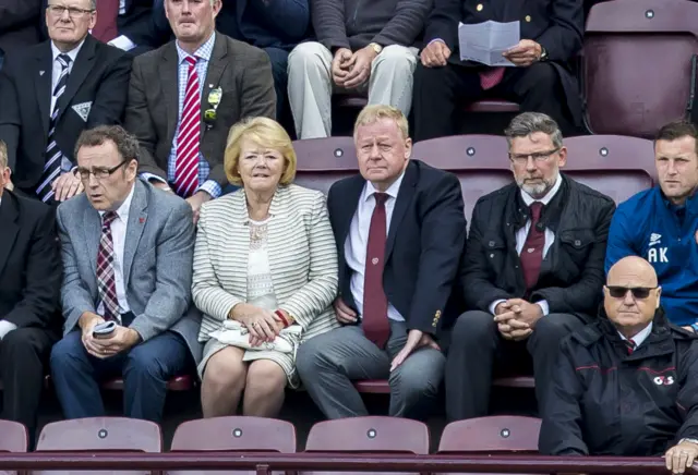 Hearts owner Ann Budge (second from left), with Eric Hogg (centre) and Director of Football Craig Levein