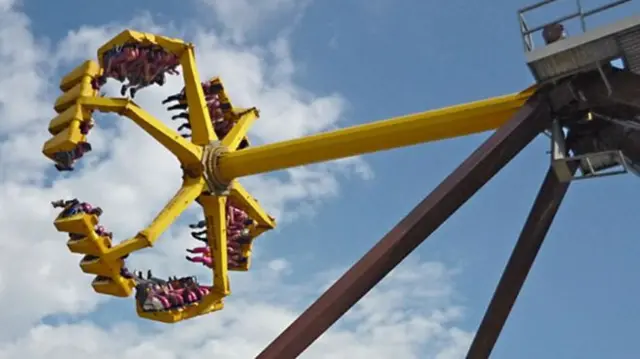 The Eagle's Claw ride at Lightwater Valley theme park in North Yorkshire