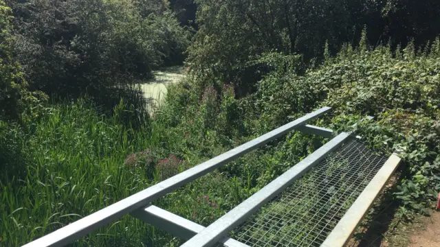 Damaged fencing at Irthlingborough Lakes and Meadows nature reserve