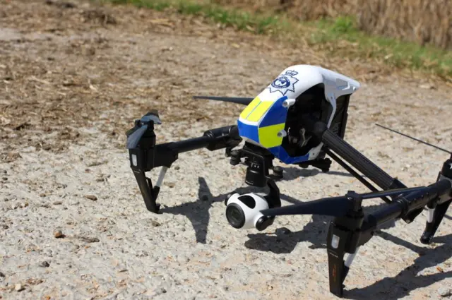 Police drone on ground