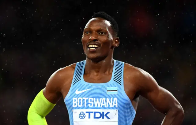 saac Makwala of Botswana reacts after competing in the Men's 200 metres semi finals during day six of the 16th IAAF World Athletics Championships London 2017