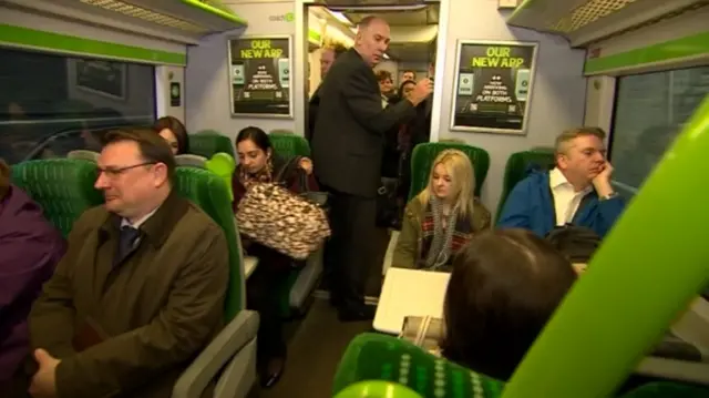 Passengers on a London Midland train