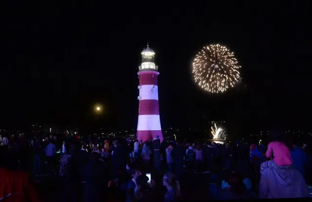 Lighthouse with firework