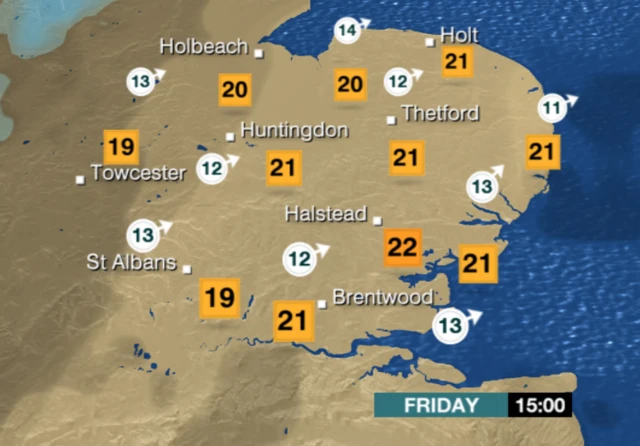 BBC East weather map