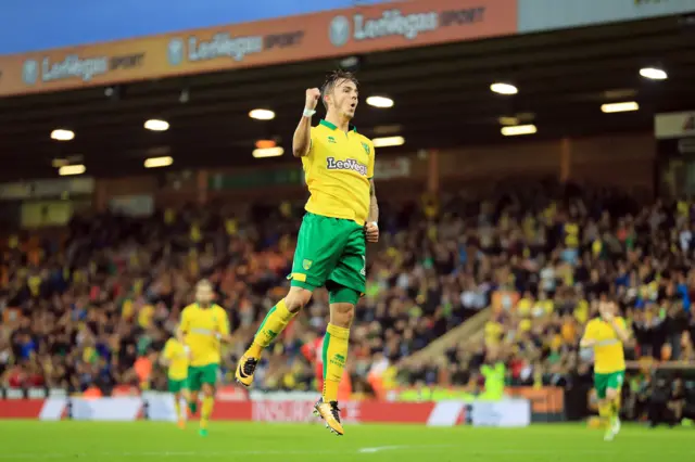 James Maddison celebrates his goal against Swindon