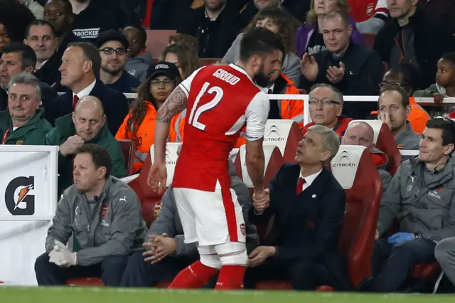 Olivier Giroud and Arsene Wenger