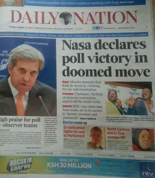 Daily Nation front page