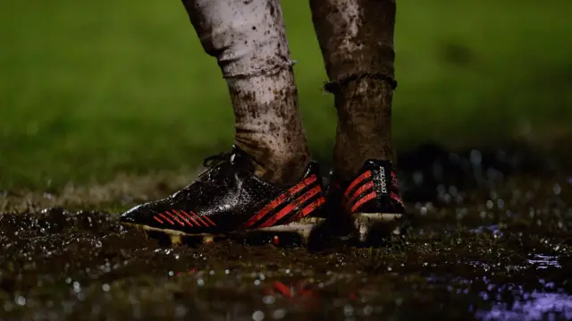 Muddy football boots