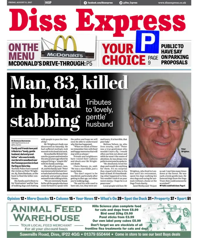 Front page of Diss Express