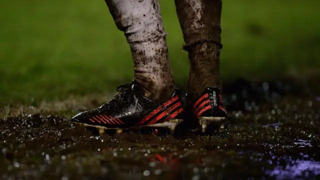 Muddy football boots