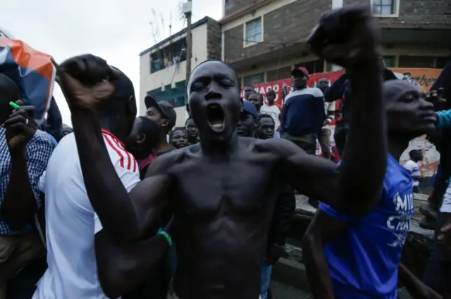 Kenyans celebrating