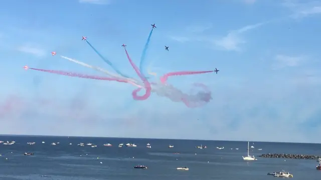 Red Arrows over Lyme Regis