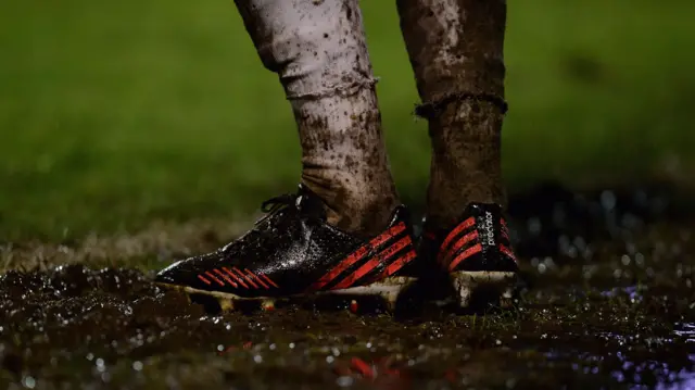 Muddy football boots