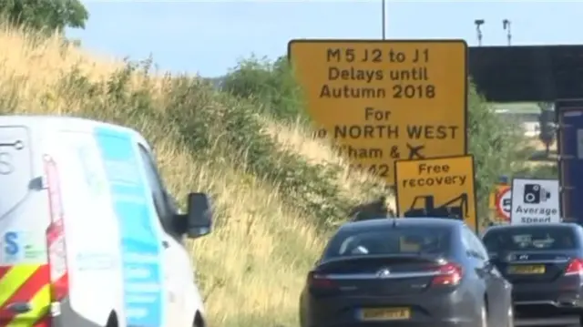 M5 roadworks sign