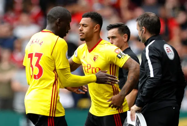 Andre Gray comes on as a substitute to replace Stefano Okaka