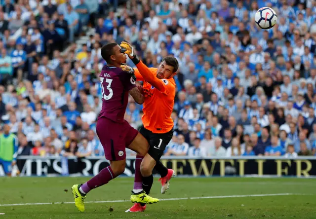 Gabriel Jesus scores a goal which is later disallowed