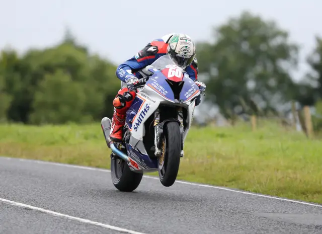 Peter Hickman on his way to victory during the opening Superstock race