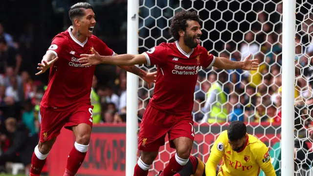 Mohamed Salah of Liverpool celebrates