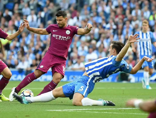 Sergio Aguero attempts a shot