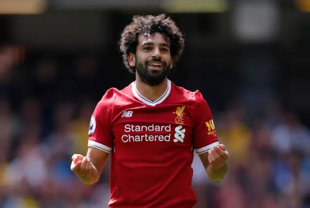 Mohamed Salah celebrates